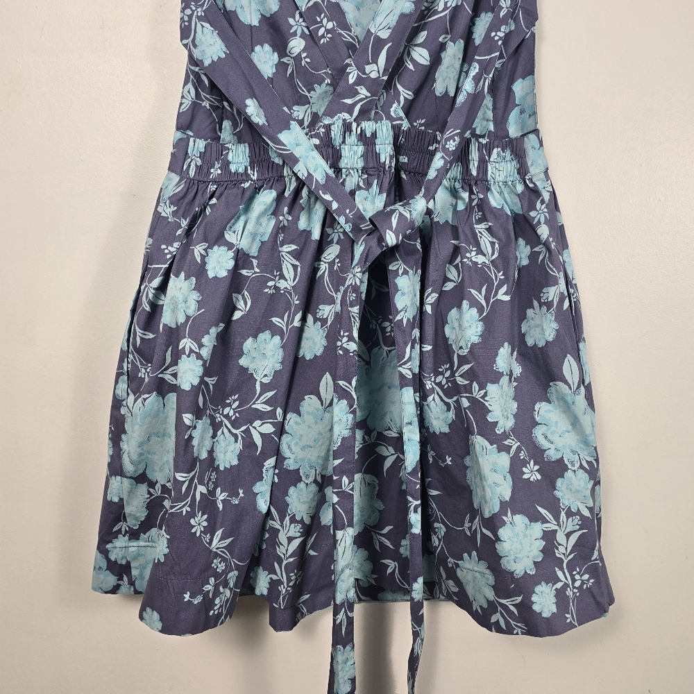 Free People Meet Me In Maui Mini Dress M Blue Floral Open Back - Picture 9 of 12